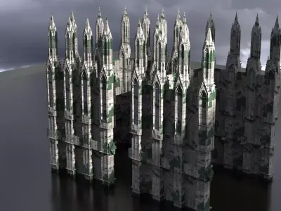 Alien Moss Ruins Tower Cathedral exterior 2  3D model