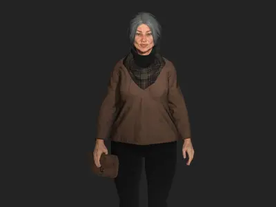 AAA 3D REALISTIC CHARACTER - EUROPEAN OLD WOMAN  OLD PEOPLE Low-poly 3D model