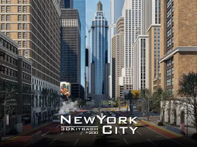 New York City Buildings & Street Environment 3D Asset Kitbash Pack
