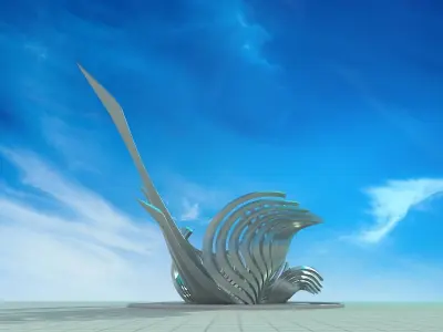 Square Swan Sculpture cultural symbol eco-city 3D model