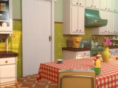 Cartoon Kitchen Dining Room 3D model