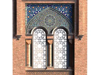 arabic exterior facade element set 802 Low-poly 3D model