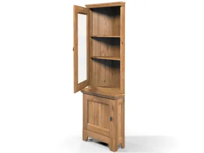 Country Corner Display Cabinet 1 Glass Door Solid Natural Oak  3D model