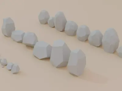 Stylized Low-Poly Rock Pack 19 Game-Ready Assets Low-poly 3D model