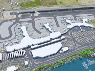 San Diego Airport 10km Low-poly 3D model