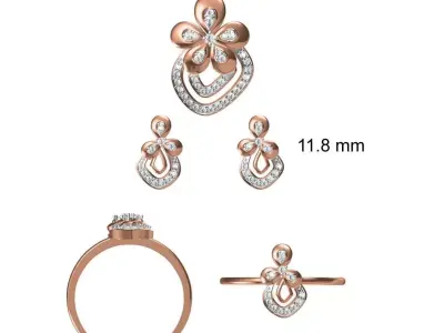Light wt Ring Earrings Pendant set stl jcd 1-render details 3D print model 29
