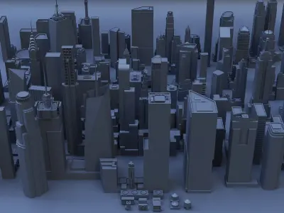 Low poly Buildings unique kitbash bundle 3D model