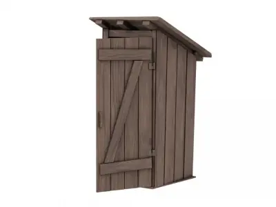Old Wooden Outdoor Toilet Low-poly 3D model