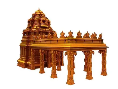 Hindu temple Low-poly 3D model