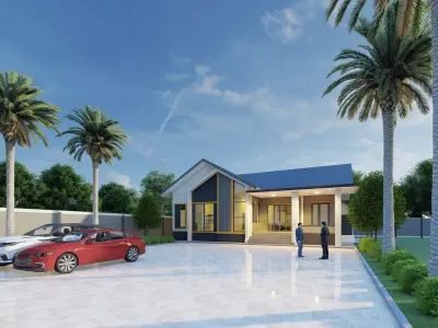 House Design Modern Exterior One Storey Low-poly 3D model