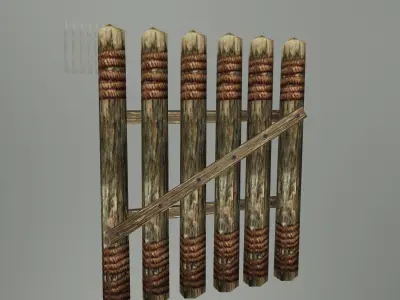 Medieval Wood Fence 02 Low-poly 3D model