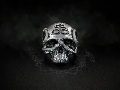 Leviathan Biomechanical Skull Ring 3D print model