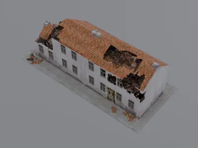 World War 2 Damaged Building Low-poly 3D model