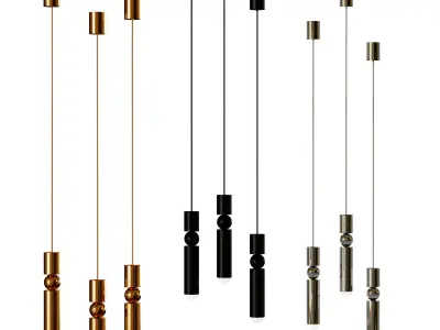 PLUMB group of gold and pendant lights 3D model