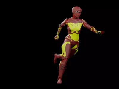 Warrior Girl in the Sci-fi Armor Low-poly 3D model