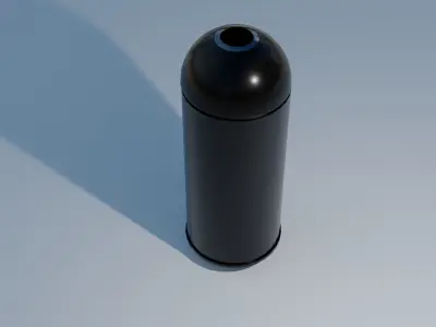 Dome Top Long Metalic Trash Can  Low-poly 3D model