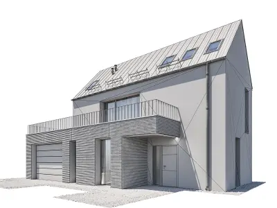 Modern house 13 at night 3D model