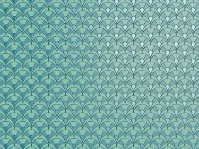 Modern Art Deco Monochromatic Mint Fan Mosaic Tiles PBR  Texture