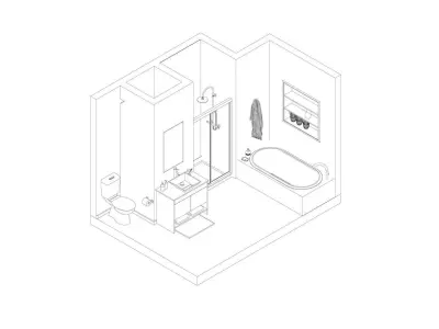 Bathroom Revit Model Scene  Low-poly 3D model