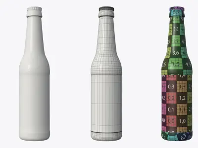 Beer bottle brown 03 3D model
