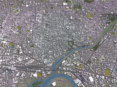 Pune - 3D City Model Low-poly 3D model