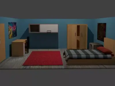 Classic room Low-poly 3D model