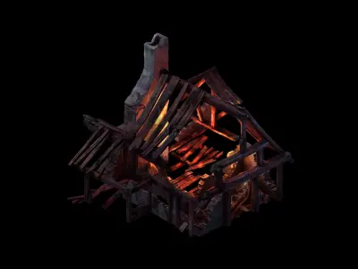 Game Burned houses 02 3D model purchase
