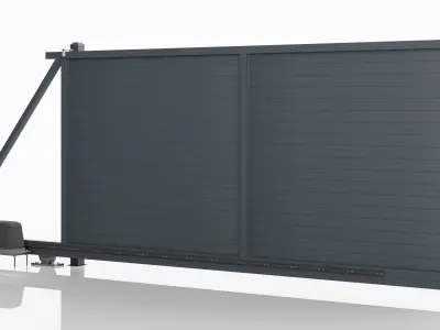 Aluminum Electric Sliding Gate - Model 2 - 10cm Wall - 3D model