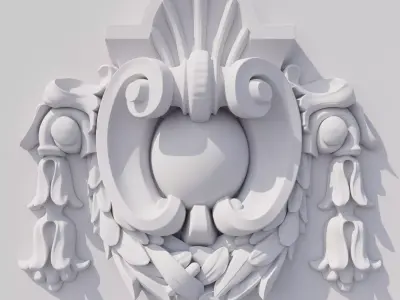 Custom made cartouche baroque architecture detail 3D model