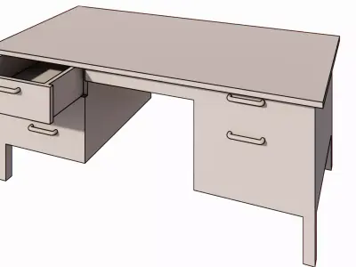 Modern Wooden Executive Office Desk with Drawers 3D model