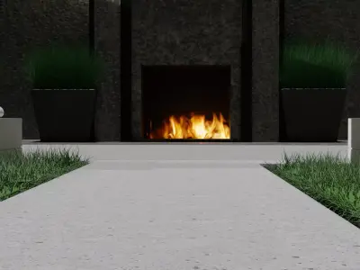 Outdoor fireplace with fire  3D model