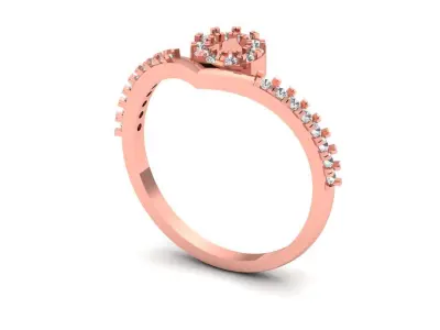 Solitaire Engagement Women Rings Curve Band Ring 3D print model