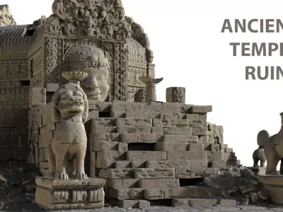 Ancient Temple Ruins High Poly Objects 3D model