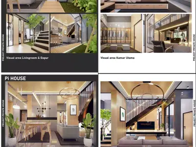 3D Model  Modern Minimalist Japandi House 2 Story  3D model