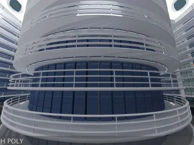 Ultra Modern Futuristic Data Center Low-poly 3D model