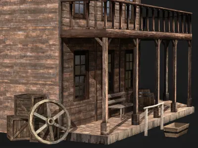 WESTERN BUILDING 001 Low-poly 3D model