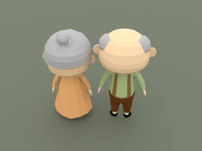 Low Poly Cartoon character  Old Low-poly 3D model