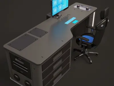 Sci Fi Lab Table and Chair  3D model