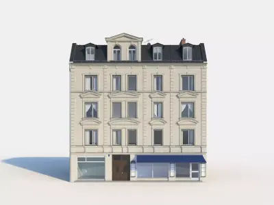 Residential City Building - Row - 10 - Storefront and Stucco 3D model