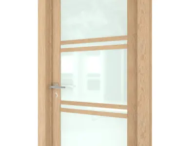 Door-035 interior door in oak with frosted glass 3D model