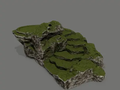 Ladder rock with grass Low-poly 3D model