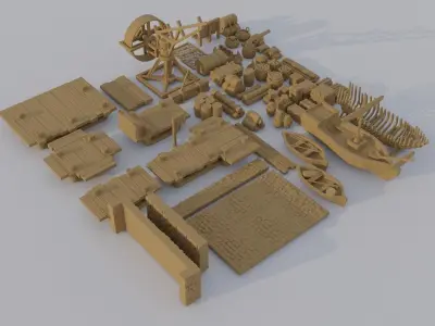 Dockyard Pack  60 scatter model Tabletop Terrain 28 mm 3D print model