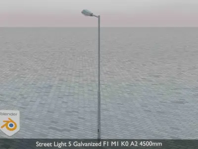 Street Light 5 Galvanized F1 M1 K0 A2 4500mm  Low-poly 3D model