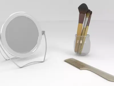 Mirror Comb and Brushes 3D model