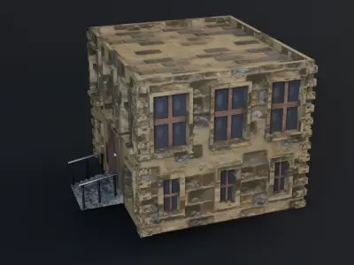 Building Game Ready Low Poly 3D Model brick with stairs Low-poly 3D model
