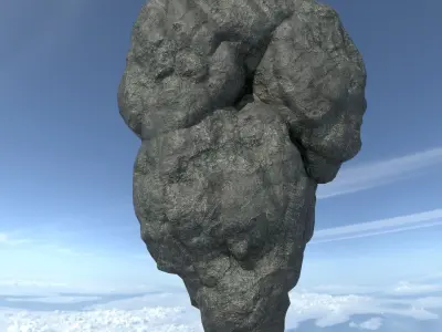 Low poly Floating Island Black Rock Pack 190502 Low-poly 3D model