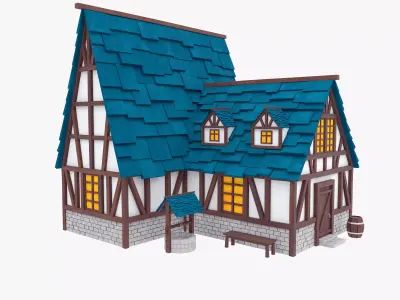 Stylized medieval house 3D model