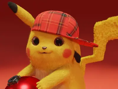 Pikachu with pokeball Low-poly 3D model