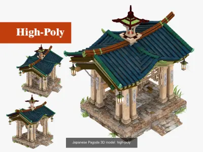 Japanese style house  Japanese Pagoda   high-poly 3D Model Pack