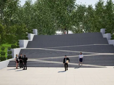 STAIR AND RAMP Low-poly 3D model